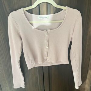 Classic Waffle Knit Button-Up Cropped Cardigan